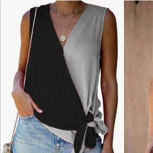 Contract Black & Grey Wrap Tie Tank S